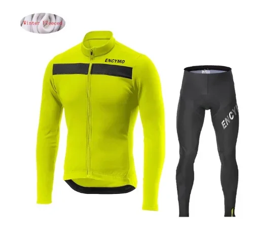 2023 Winter Thermal Fleece Cycling Clothes Warn Men's Jersey Suit Jacket Riding Bike MTB Clothing Bib Pants Set