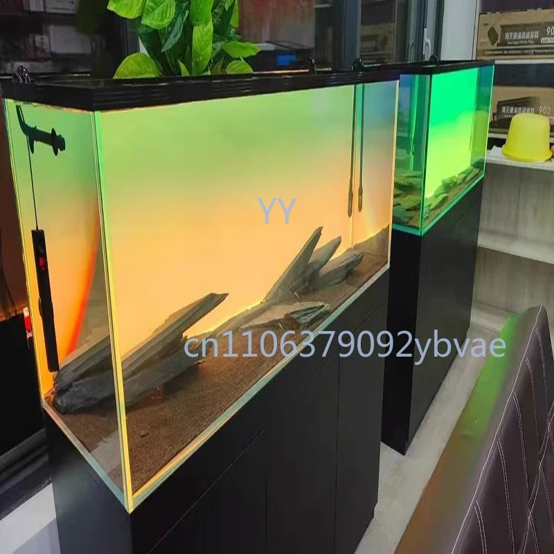 

Aquarium Background Board Luminous Rainbow Gradient Acrylic Fish Tank Decoration with White Light Grass Tank Enhancer