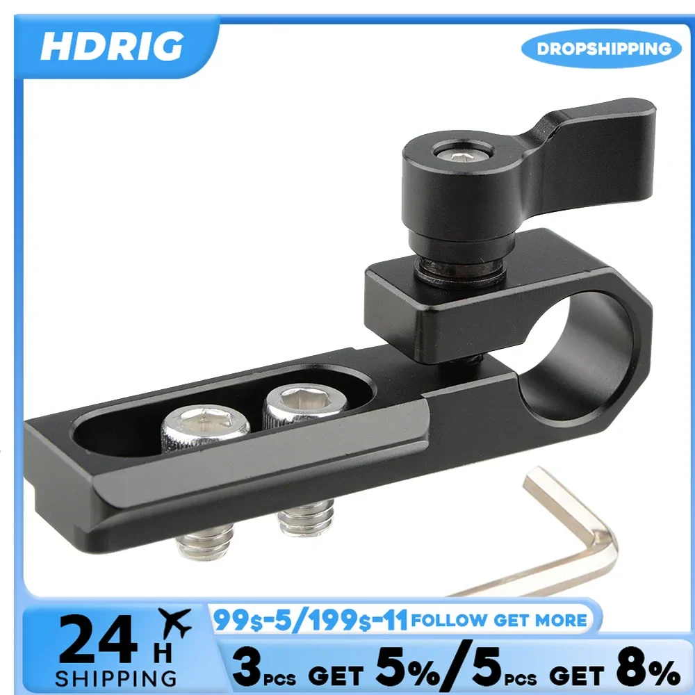 HDRIG Single 15mm Rod Clamp with NATO Rail (Black Wingnut) Fits Swat NATO Style Accessory Camera Accessories