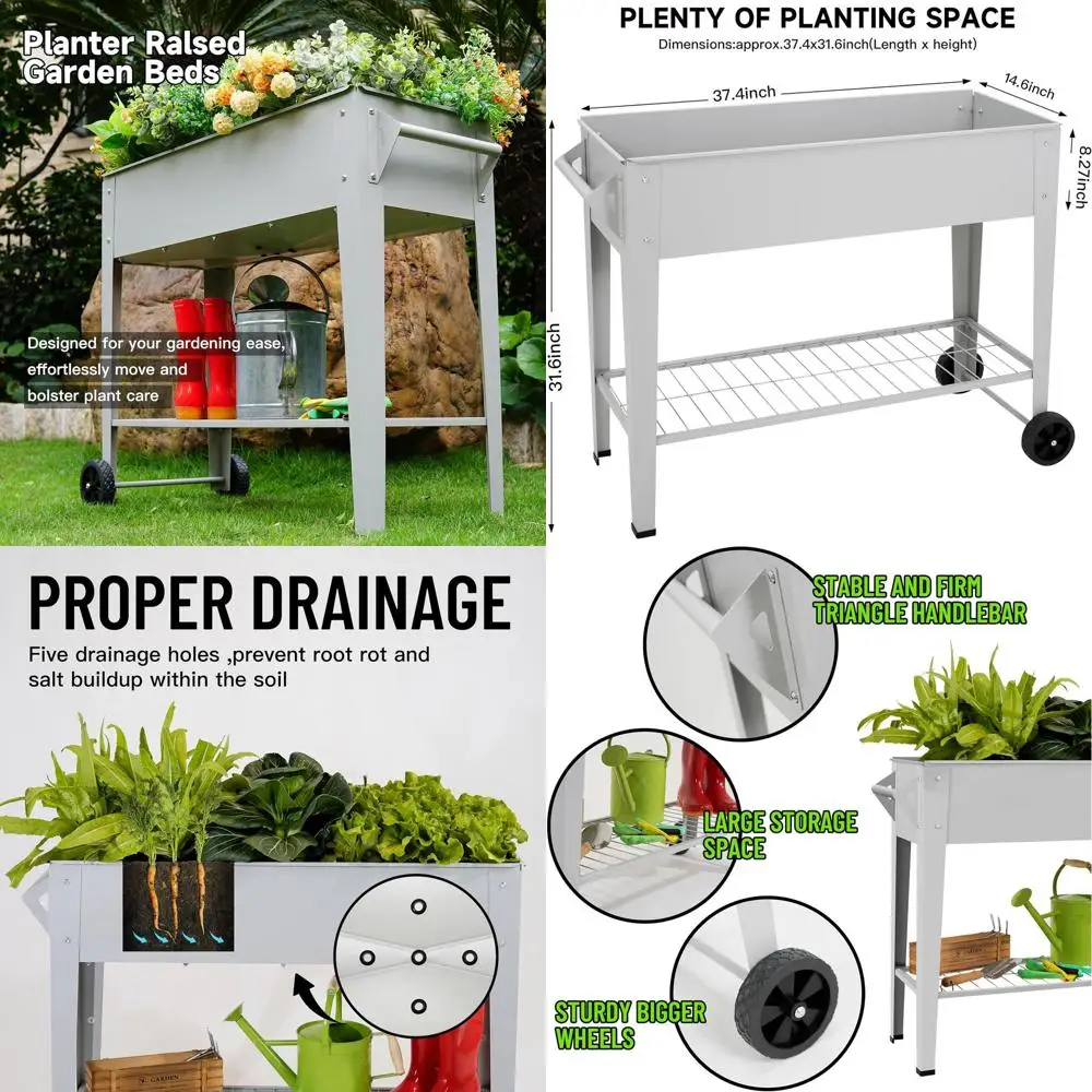 

Elevated Outdoor Herb Garden Planter with Legs and Wheels for Patio and Backyard Vegetables