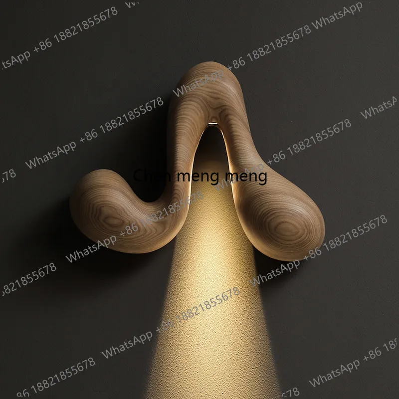 Creative medieval design sense decorative background wall wall lamp living room bedroom atmosphere, solid wood carving