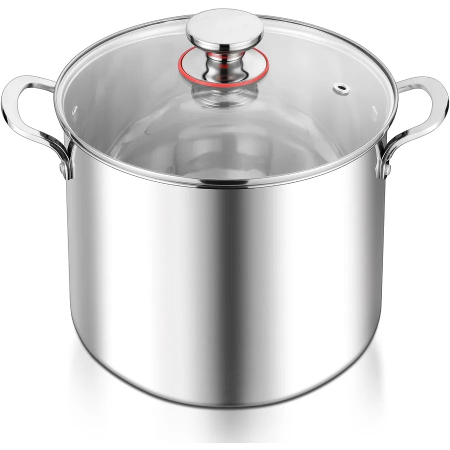 

12Quart Heavy Duty Stock Pot Made of 18 10 Stainless Steel with Lid for Cooking Simmering Soup and Stew Suitable for Induction