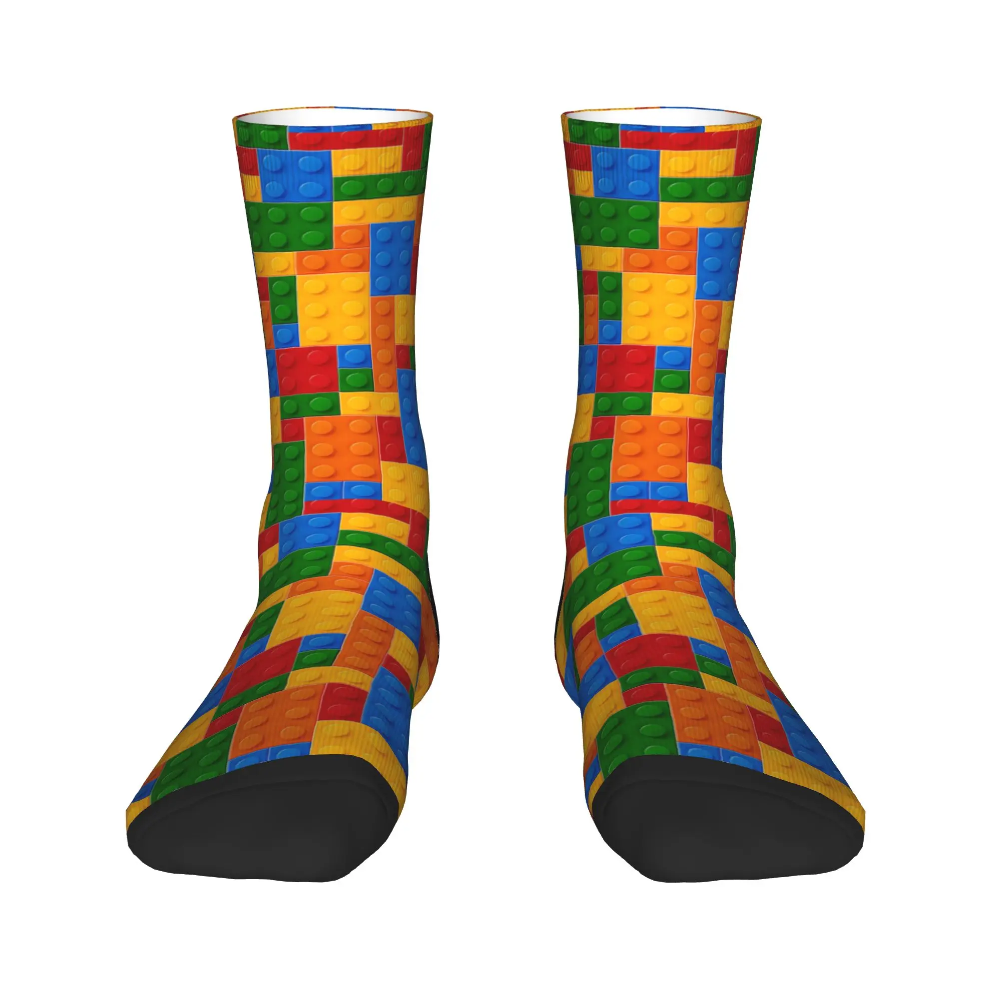 Standard Primary Color Building Blocks Pattern Socks Autumn Stockings Harajuku Couple Quality Socks Design Skateboard Anti Socks