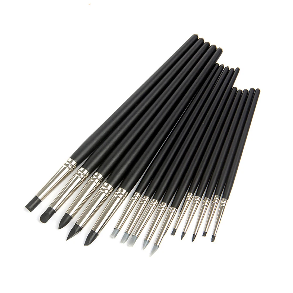 Imagem -02 - Borracha Silicone Tip Paint Brushes para Aquarela Pintura a Óleo Shaping Carving Tool Faça Você Mesmo Escultura Ferramentas de Modelagem Argila Pcs