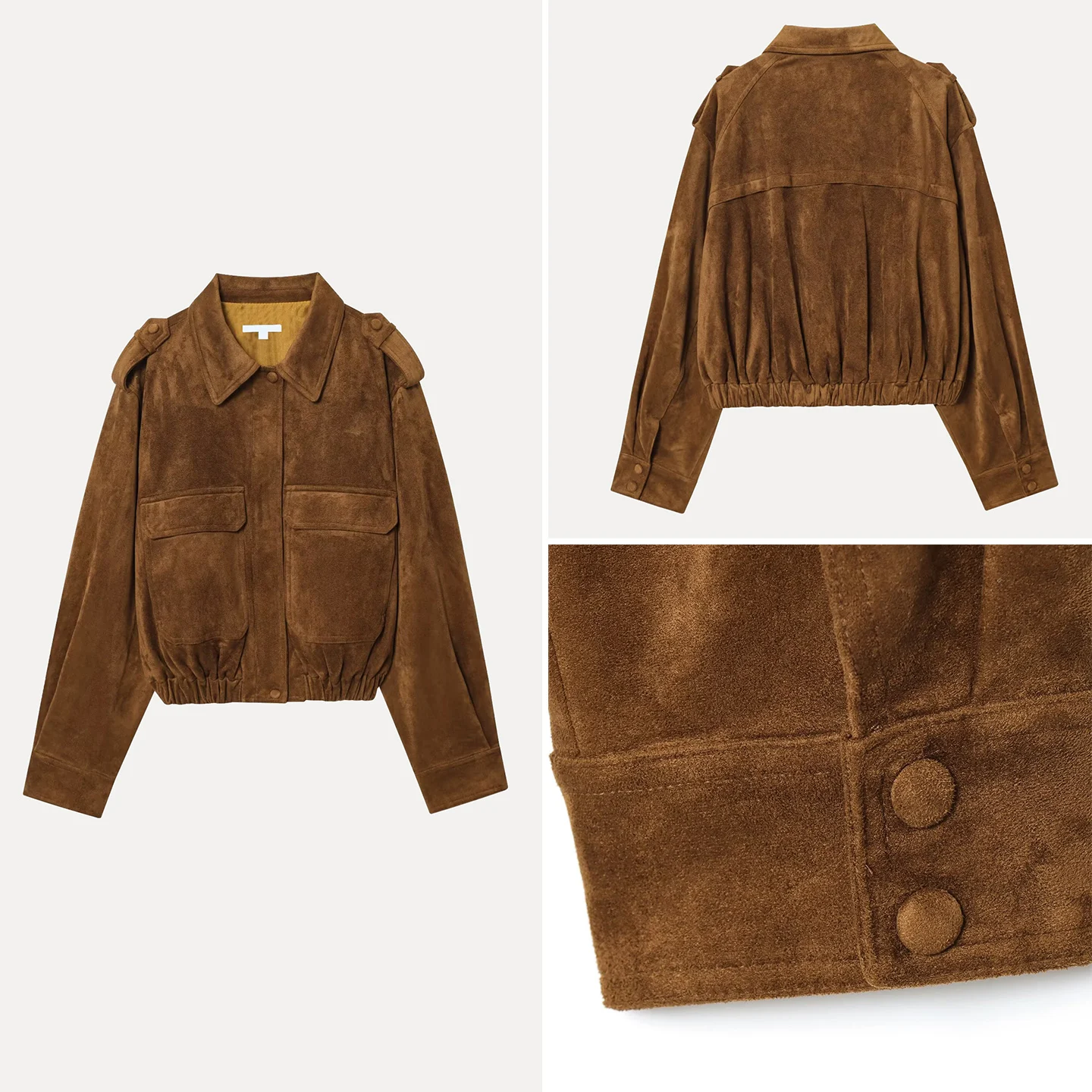 

Retro Suede Workwear Jaet Women's Sle Casual Stand Fit Outerwear Autumn 2025 New Arrival Z Brand 50074