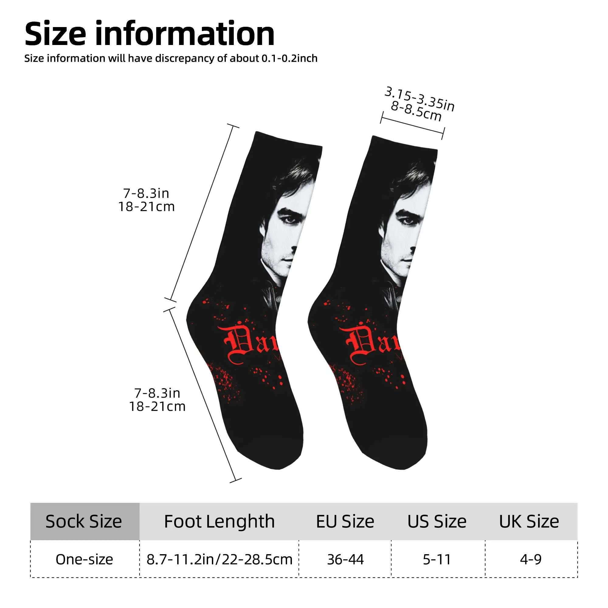 Hiver chaud Cool hommes femmes Damon Salvatore chaussettes Vampire Diaries chaussettes antidérapantes