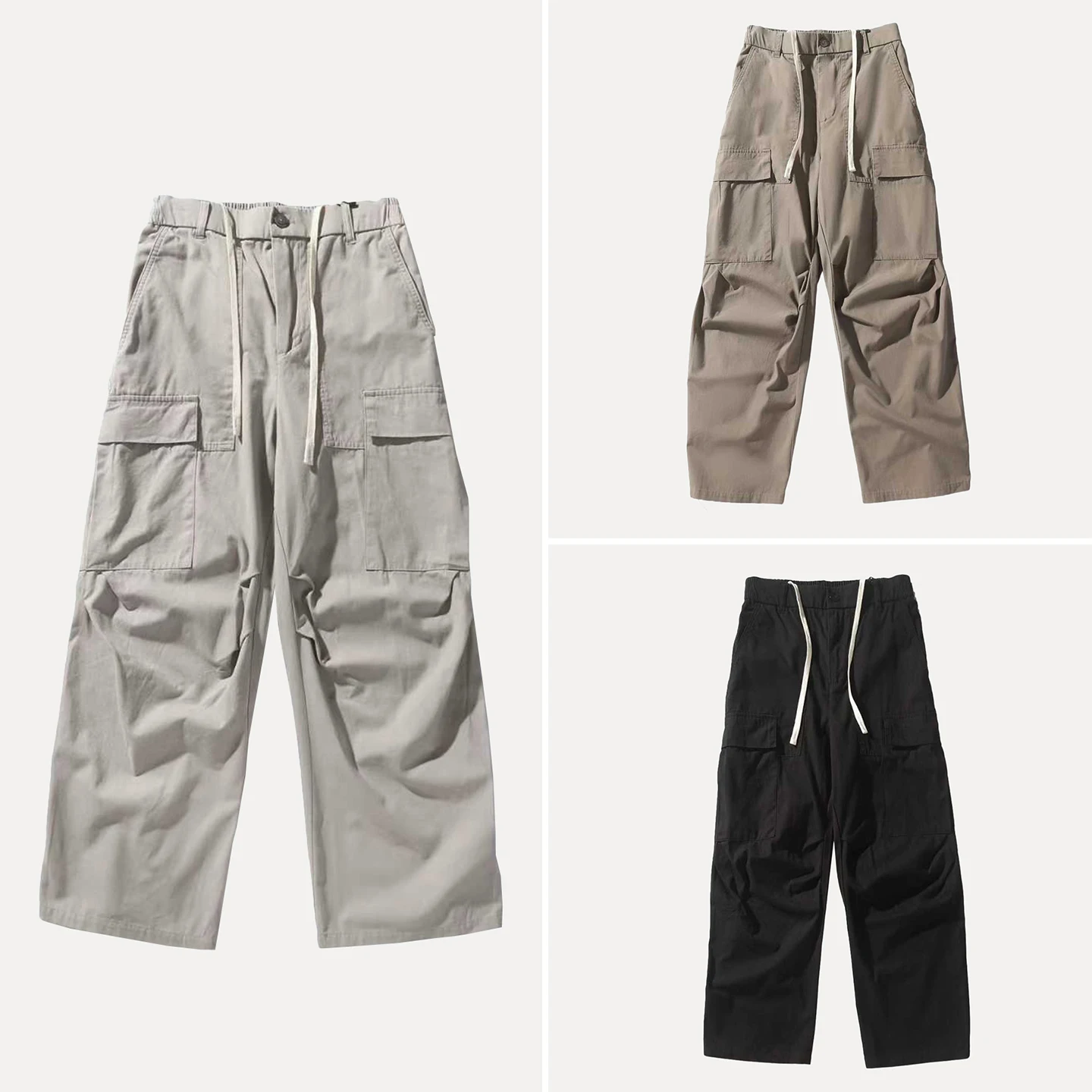 

American Sle Pure Color Work Pants Men's Casual Loose Fit Multi-ket Versatile Autumn 2025 New Arrival Z Brand