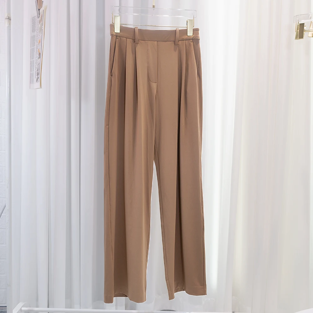 Hosen mit Taschen und Falten, angenehm kühlend, vielseitig einsetzbar, weit geschnitten, lange Hose, lässig, gerade geschnitten, mit elastischem Bund. – Detail 14