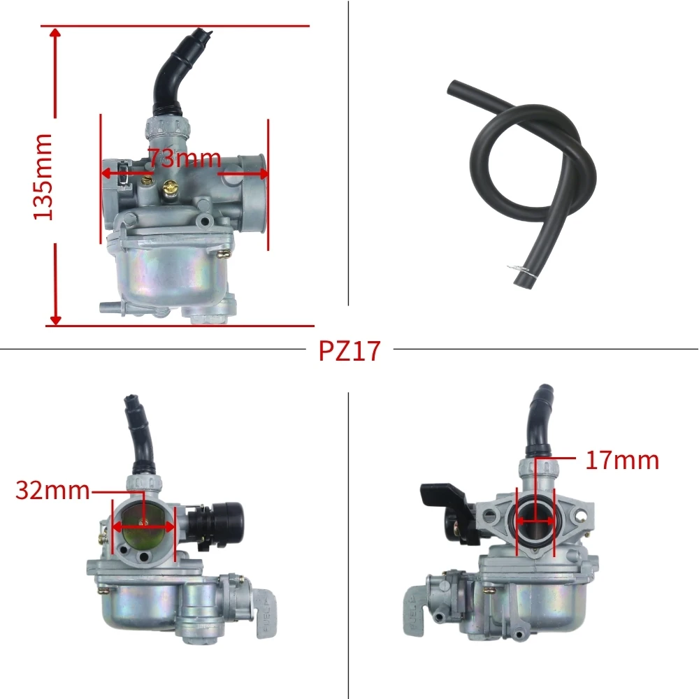 PZ17 Carburetor With Fuel Tap Valve For 100cc 110cc 125cc Motorcycle ATV Moped Engine Replacement Carb Parts view 3