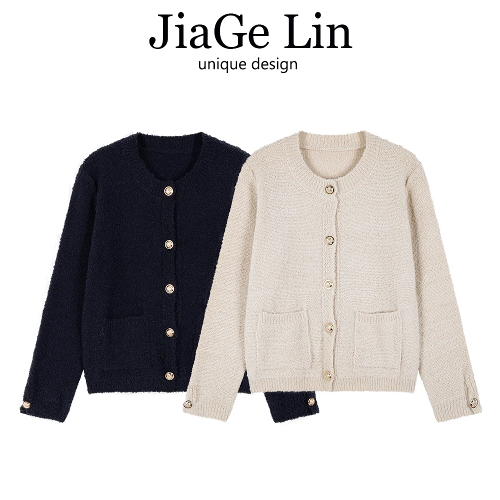 

JiaGeLin Lazy Sle вязаный шерстяной свитер пальто женский осенне-зимний мягкий уютный трикотаж круглый Ne Long Sve на одной пуговице