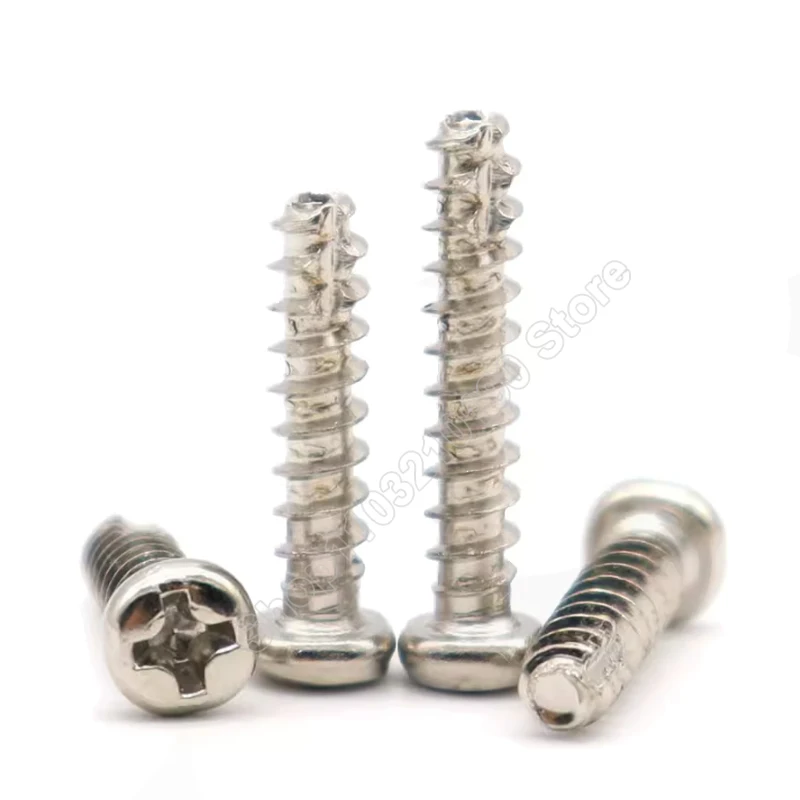 Phillips Round Head Cutting Tail Self Tapping Screw M2,M2.3,M2.6,M3 Cross Pan Head Flat Tail Thread Cutting Screw Lenghth 4-16mm