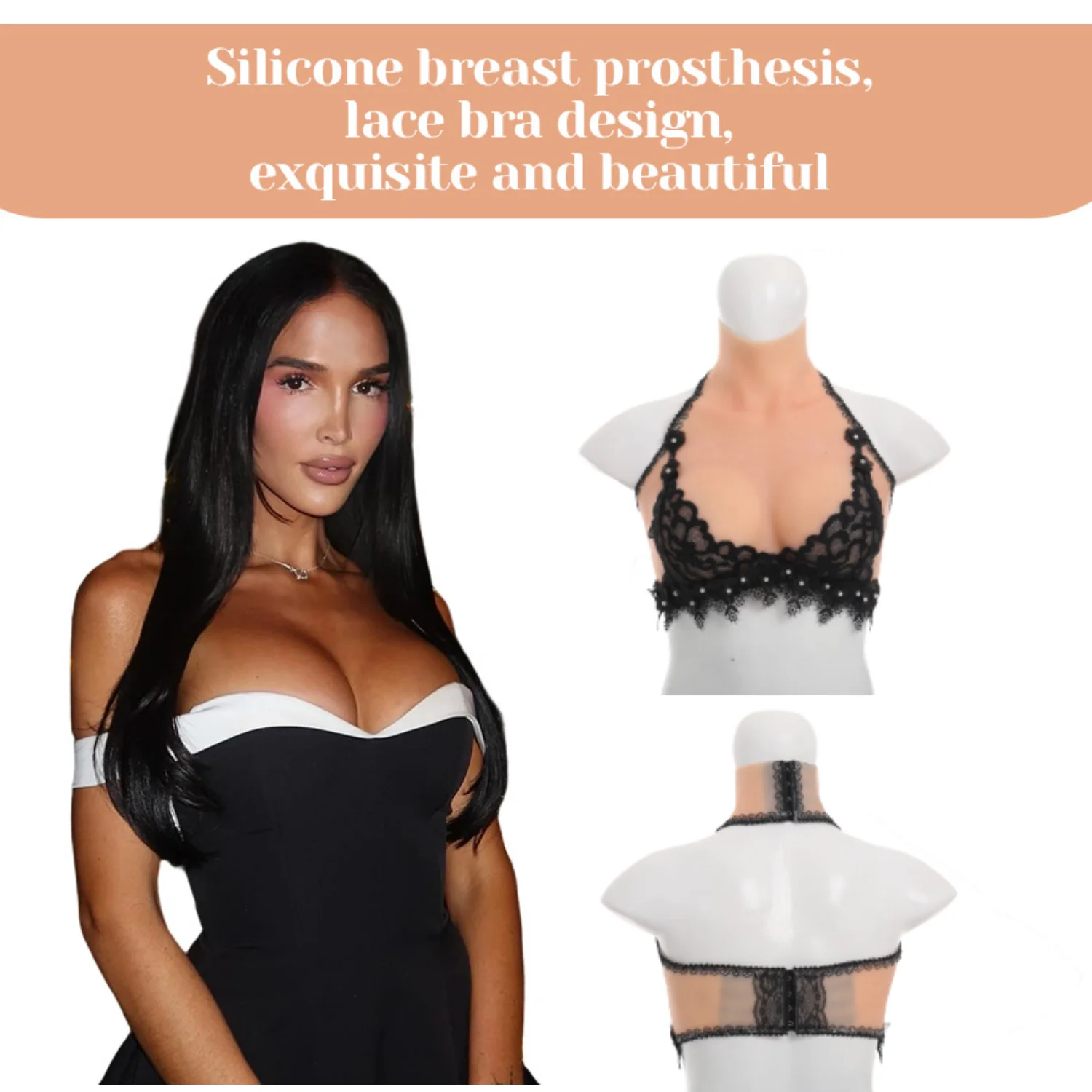 

New silicone breast prosthesis bra one-piece underwear, button design for easy wearing, suitable for cross-dressing