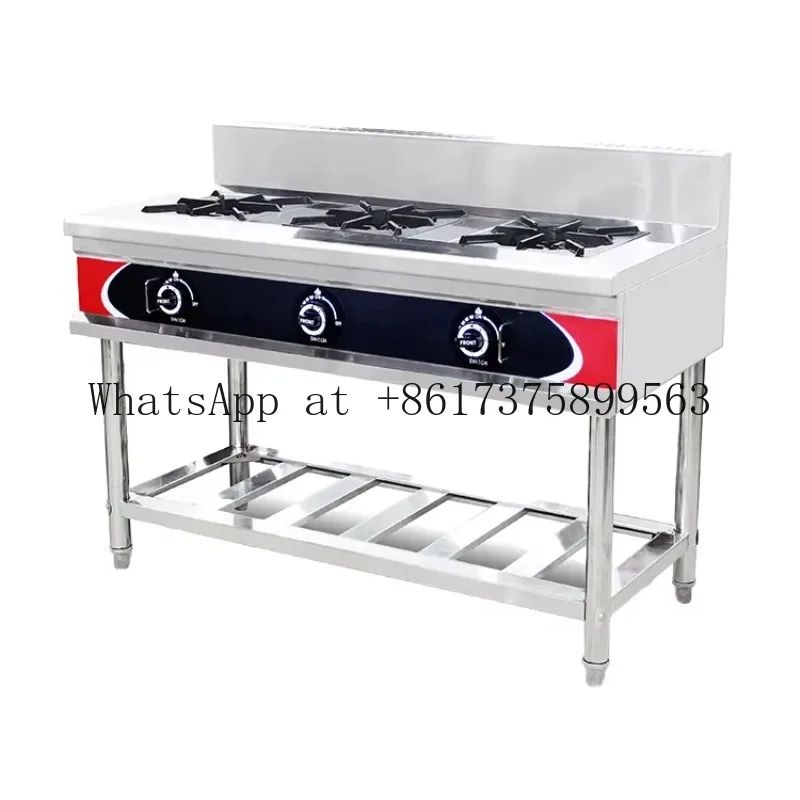 Restaurant Commercial 3 Burners Floor-to-Ceiling Stainless Steel Stove
