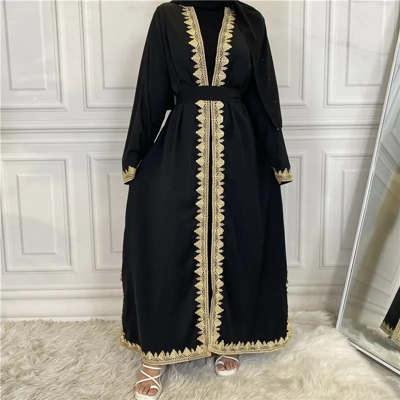 Mode Stickerei Öffnen Abaya Dubai Türkei Kaftan Muslimischen Strickjacke Abaya Kleider für Frauen Casual Robe Femme Kaftan Islam Kleidung