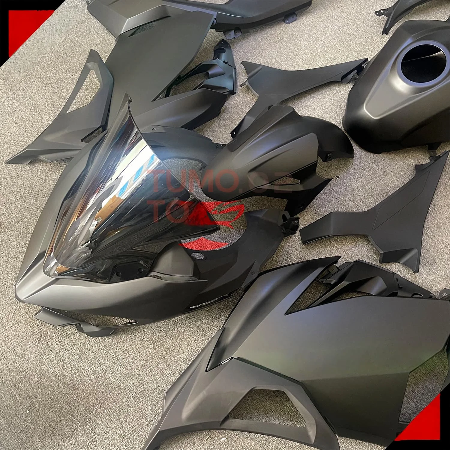 Suitable for Kawasaki Ninja 400 ninja 18-22 year old diffuser print pattern frosted black motorcycle fairing