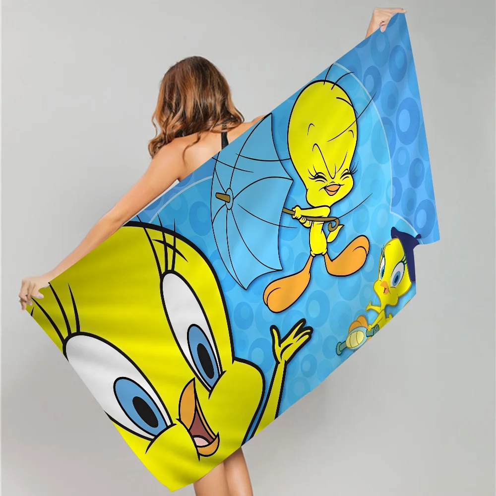 Yellow Cartoon T-Tweetys Bird Microfiber Blanket Quick Dry Beach Towels Oversized Printing Super Absorbent Pool Towel Blanket