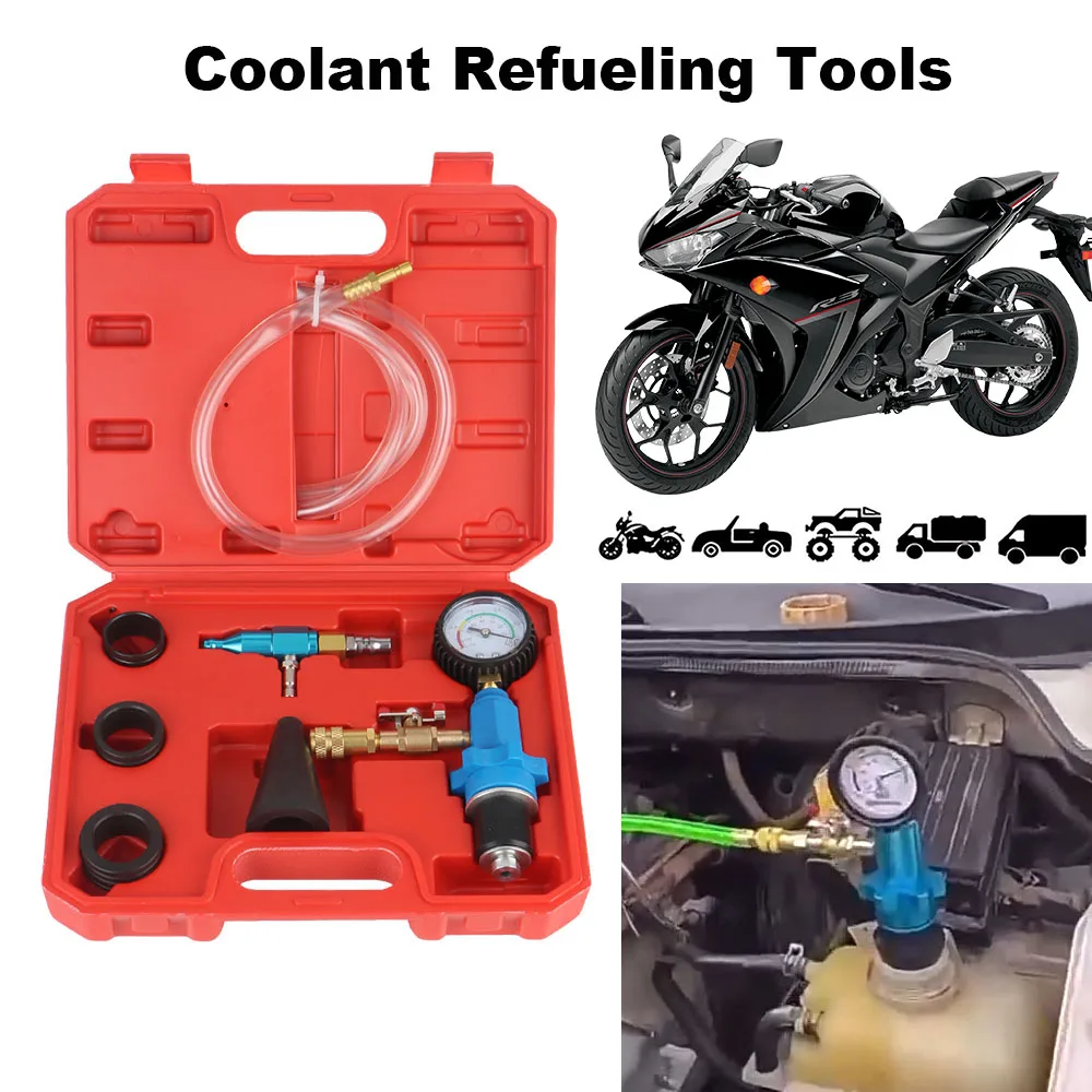 

Motorcycle Coolant Refueling Tools Cooling System Liquid Refiller Vacuum Pressure Gauge Car Antifreeze Change Tools Vacuum Purge