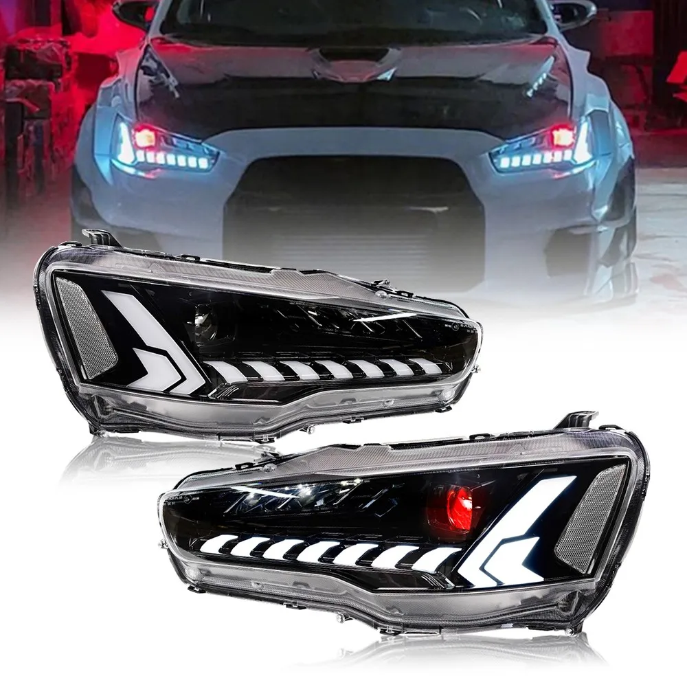 

For 2008-2017 Mitsubishi Lancer EVO X LED DRL Headlamps Headlights RGB Animation