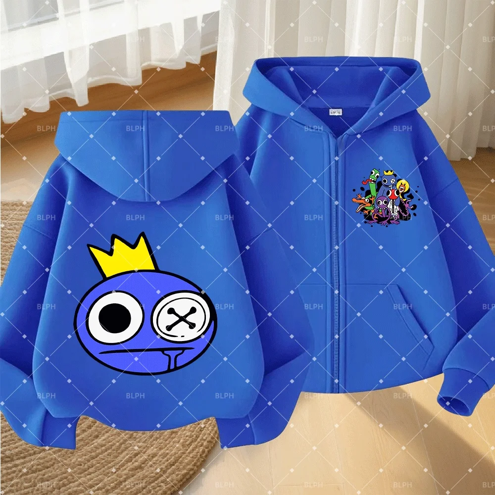 Linda sudadera con capucha con cremallera y estampado de ROBLOX Rainbow Friends para niños, sudadera informal de manga larga para niños y niñas, uso diario al aire libre