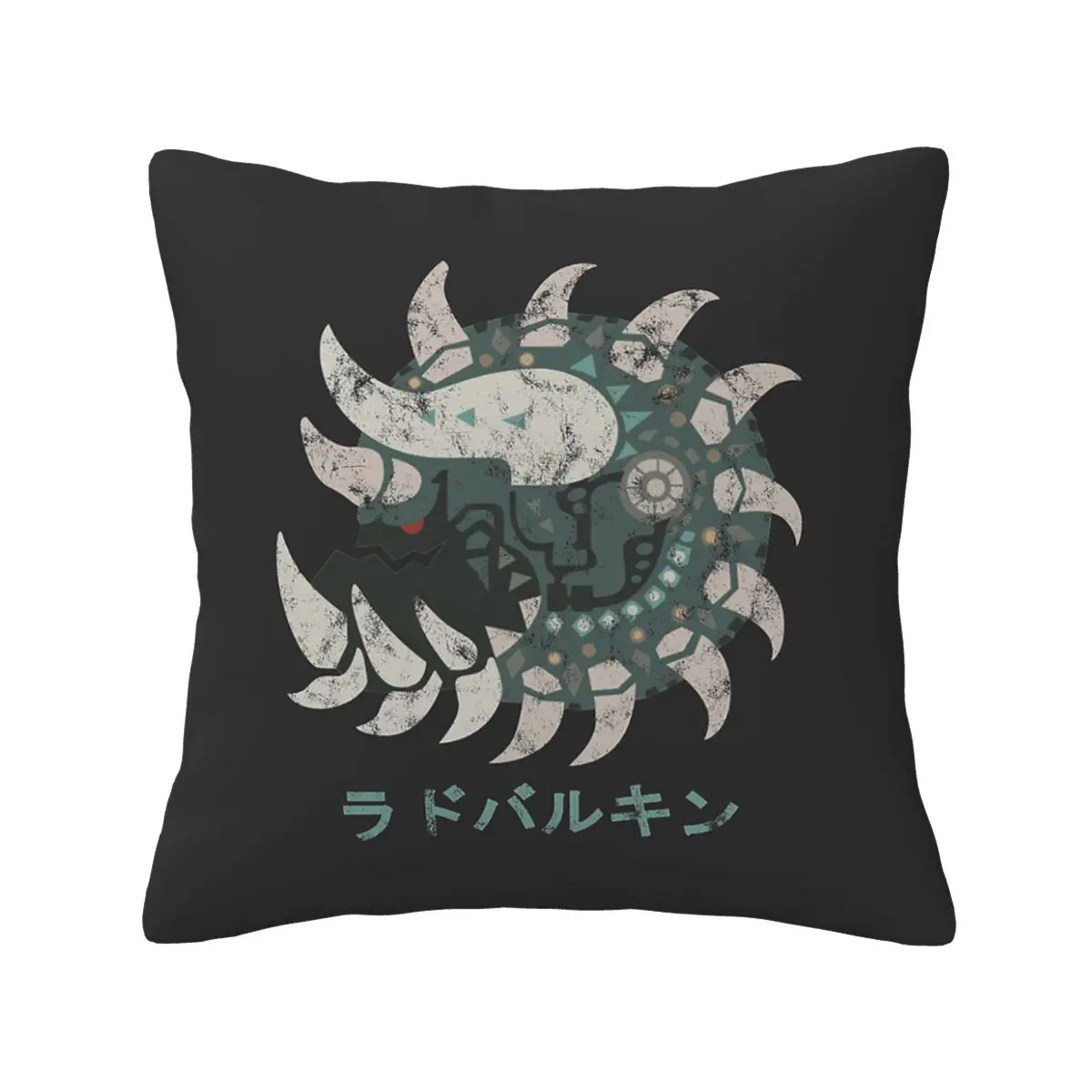 Monster Hunter World Radobaan Kanji Icon Soft Cushion Cover Decorative Throw Pillow Case Cover for Sofa Double-sided Printed