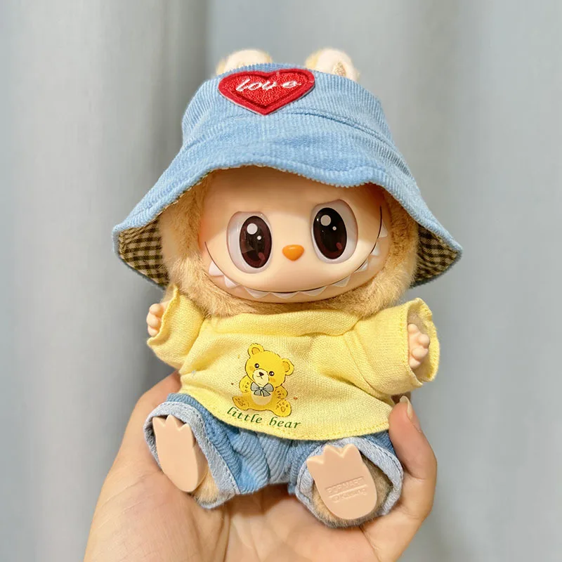 17cm Mini Plush Doll\'S Clothes Outfit Accessories For Korea Kpop Exo Labubu I II Idol Dolls sit party overalls Clothing Gift