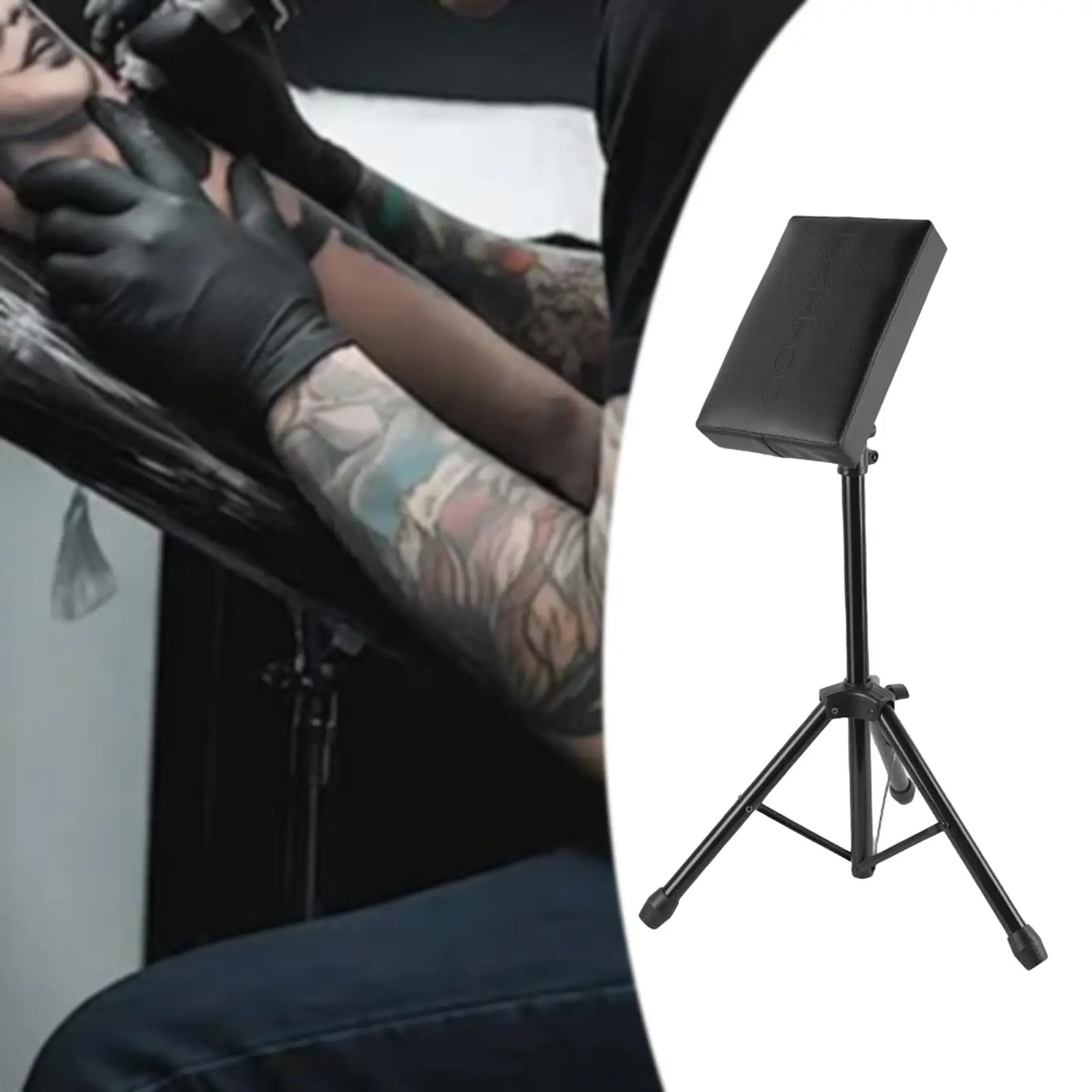 

Professional Tattoo Armrest Stand Black Iron Frame Adjustable Height Tripod Tattoo Supplies for Artists