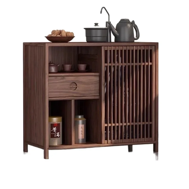 

New Chinese-style solid wood coffee table, tea side mobile household boiling water bucket, living room kettle, solid wood elm