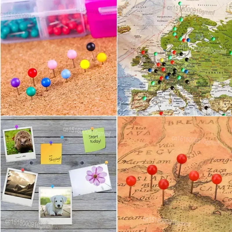 500Pcs Set Color Round Head Thumbtack Push Pins 15mm Wall Map Photos Bulletin Board Thumb Tack Pushpin Office School Stationery