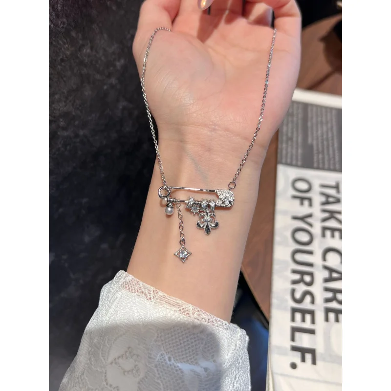 Exquisite Women's 925 Sterling Silver Pin Pendant Necklace