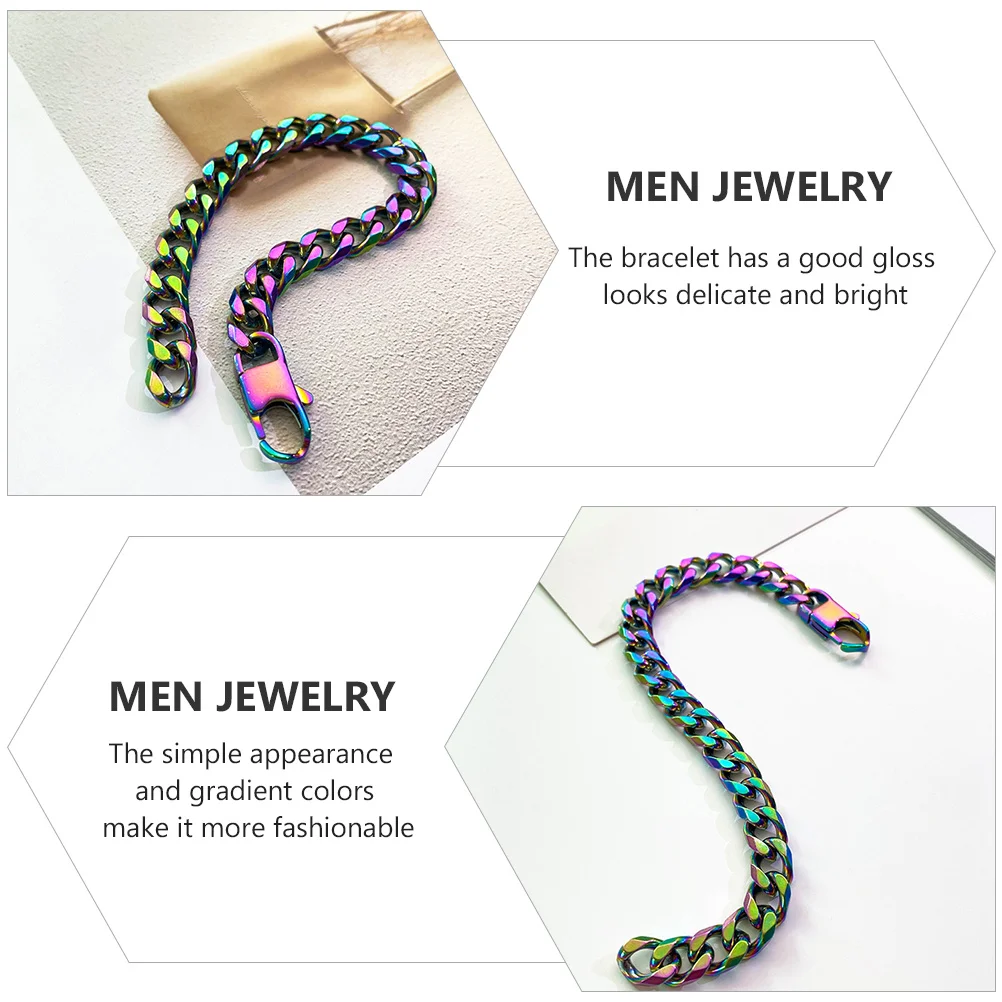 

1Pcs Gradient Titanium Steel Bracelet Bright Glossy Hip Hop Wrist Jewelry Stylish Male Chain Punk Style Accessories