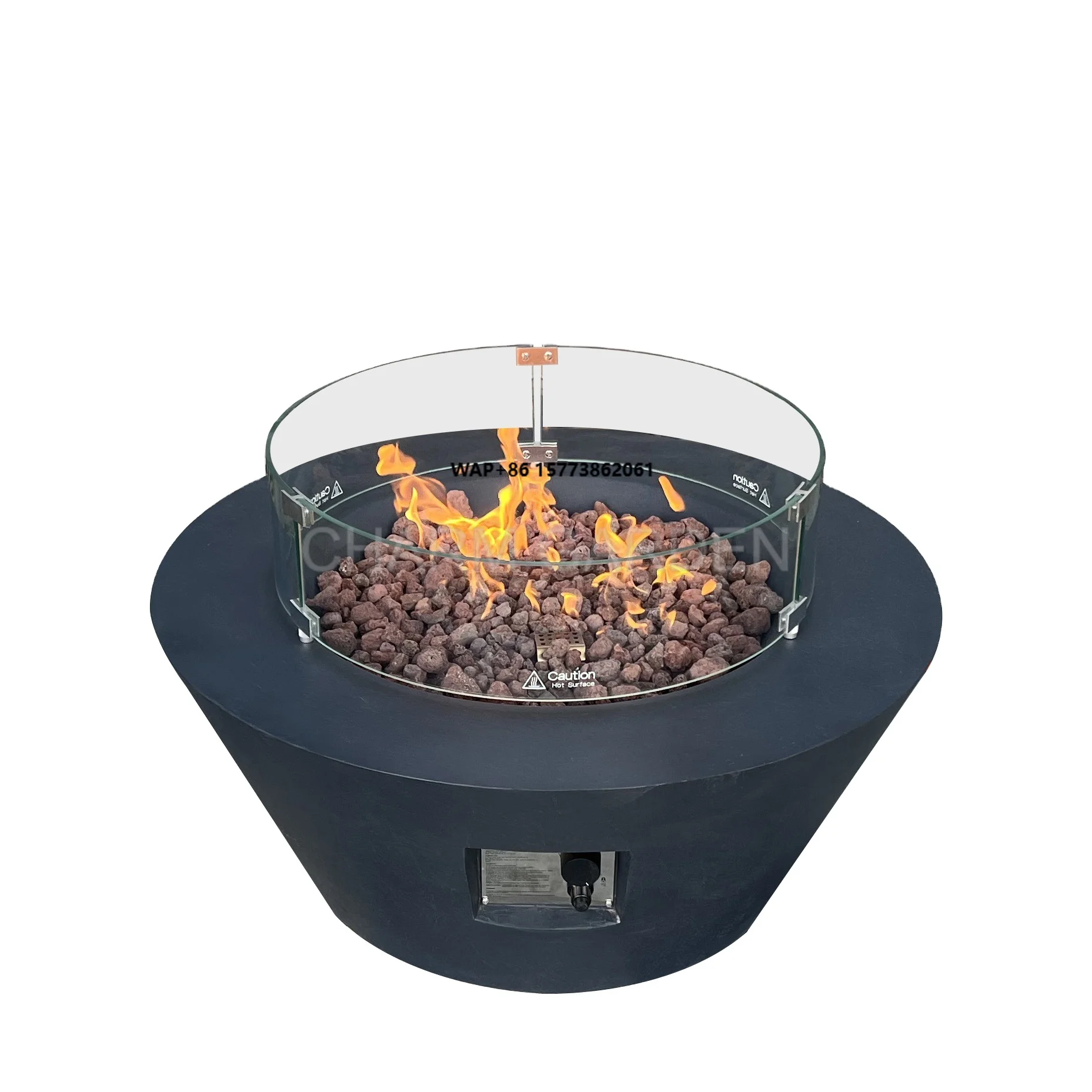 Modern Outdoor Fire Pit Table New Model GRC/GFRC Beige Coffee Rectangle Shape Made of Concrete and Glass