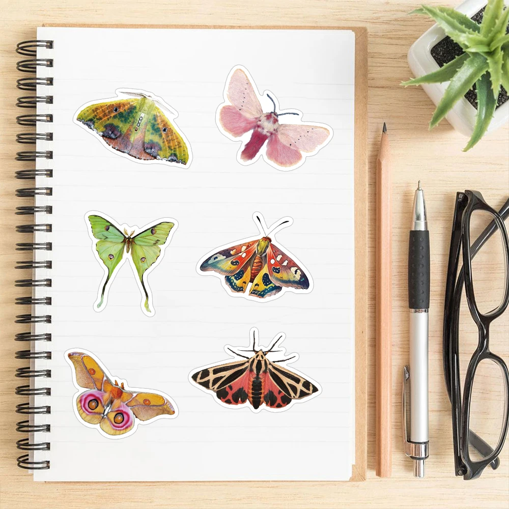 50PCS Beautiful Cartoon Retro Moth Graffiti Sticker Scrapbooking Collage Material Phone Guitar Skateboard Fun Decorative Sticker