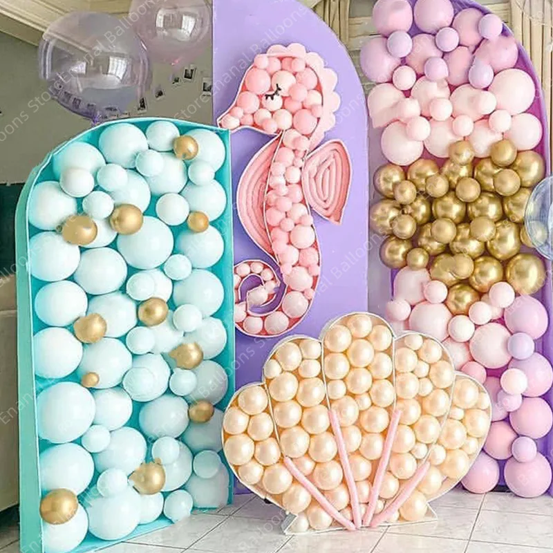 1pc Mermaid Seahorse Shell Mosaic Frame Balloon Filling Number Box DIY Wedding Birthday Party Decoration Baby Shower Supplies