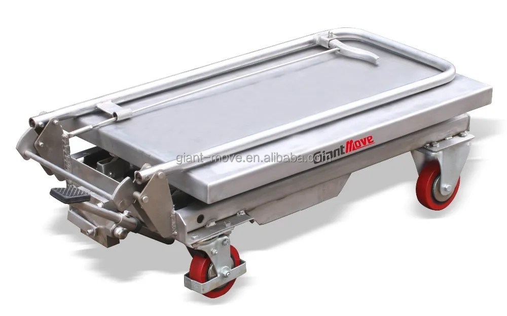 Certified Products 100/200/500Kg Standard Four Swivel Wheelsscissor Mobile Hydraulic Lift Table Stainless Steel