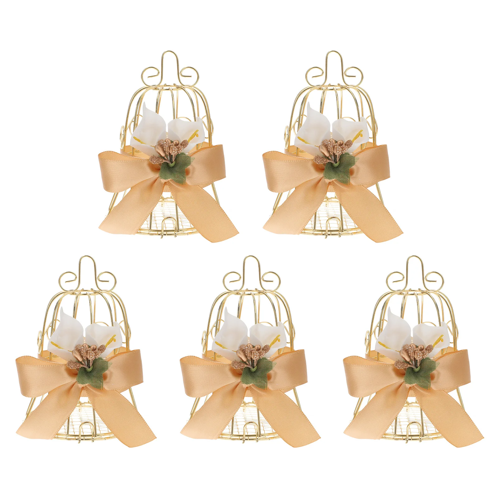 

5pcs Hollow Iron Wedding Bird Cage Sugar Boxes for Sweets Decorative Chocolate Treat Containers Banquet Party Case Home
