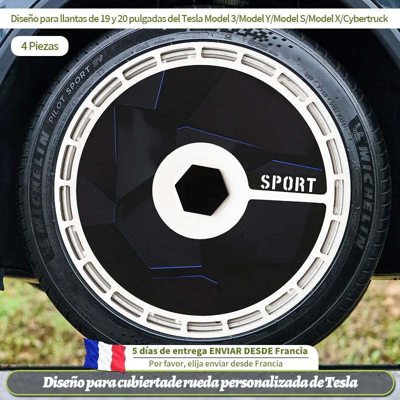 4 Uds para modelo S/3/X/Y/Cybertruck 19 pulgadas y 20 pulgadas tapacubos vehículo cubierta de rueda completa diseño de accesorios para Tesla