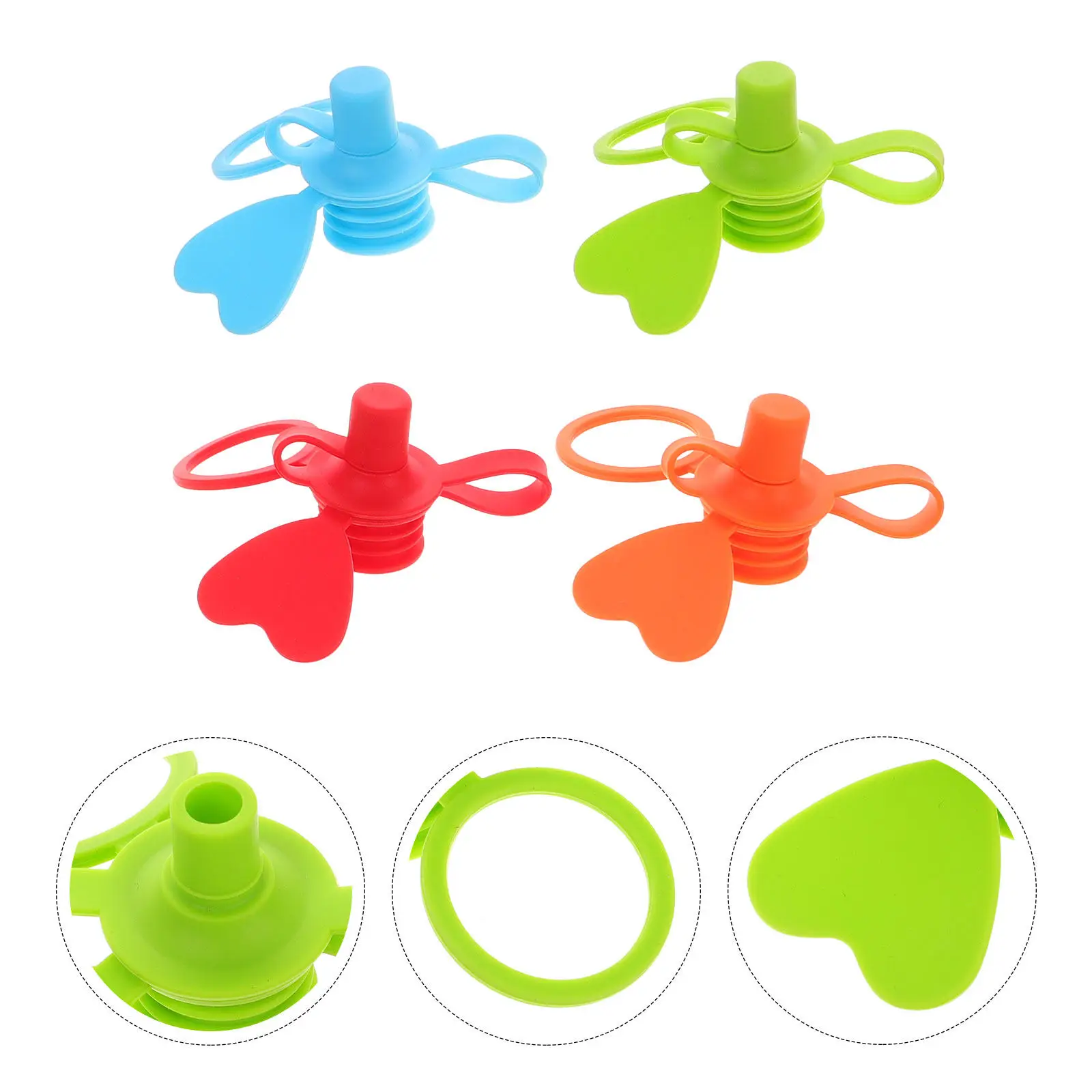 

4Pcs Silicone Baby Bottle Caps No-Spill Sippy Top Spout Adapter for Toddlers Infants Universal Bottle Cap Replacement
