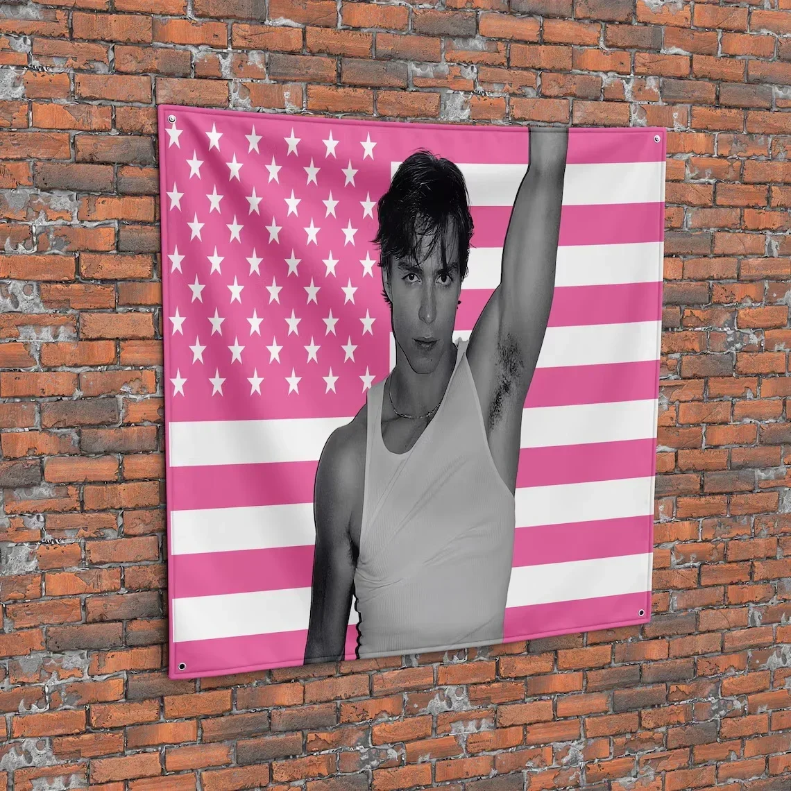 Nicholas Chavez Pink American Flag Tapestry 90x150cm Banner with 4 Grommets Double Stitched for Home Decoration