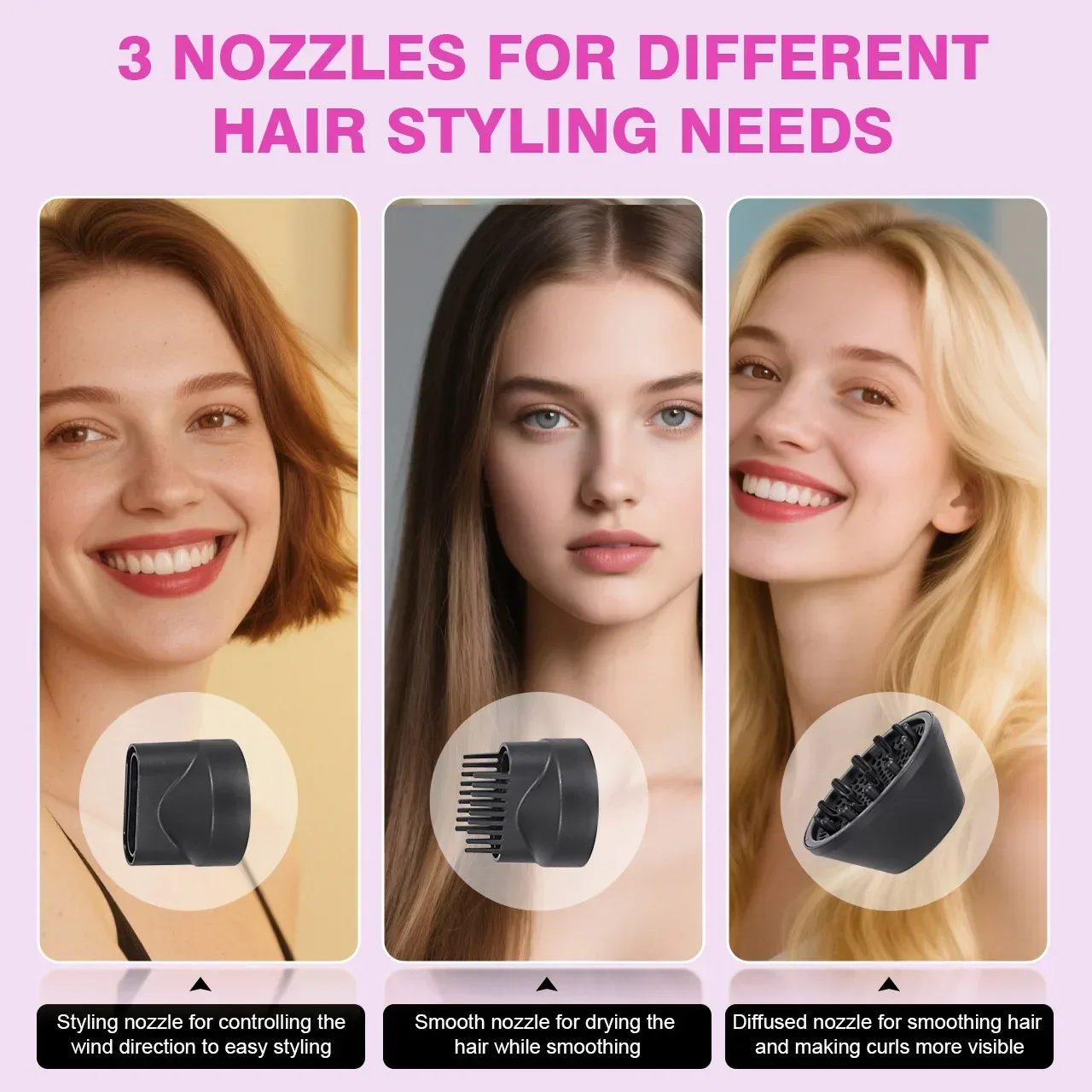 

Professional Salon 3200W Hair Dryer,Features Negative Ion Generation&Heat Protection, 3-nozzle,Suitable for Home,Travel,Hotel