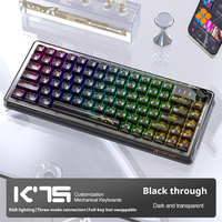 Attack Shark K75 82 Keys Wireless Rgb Mechanical Keyboard With Transparent Keycaps, 4000mah, Wired/bluetooth/2.4g With Type-c