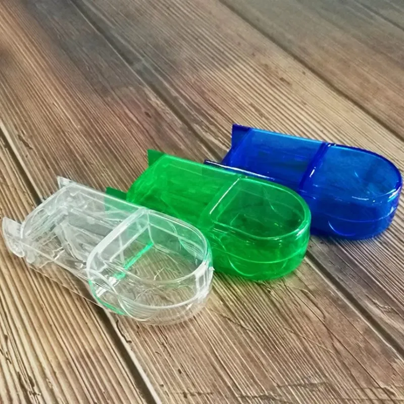 1-3Pcs Rectangular Transparent Medicine Cutter Small Pill Tablet Cutter with Storage Compartment Box Medicine Organizer