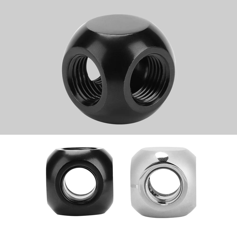 2Colors Computer Water Cooling Fitting Spherical Connector G1/4 Threaded 3 Way Brass Adapter