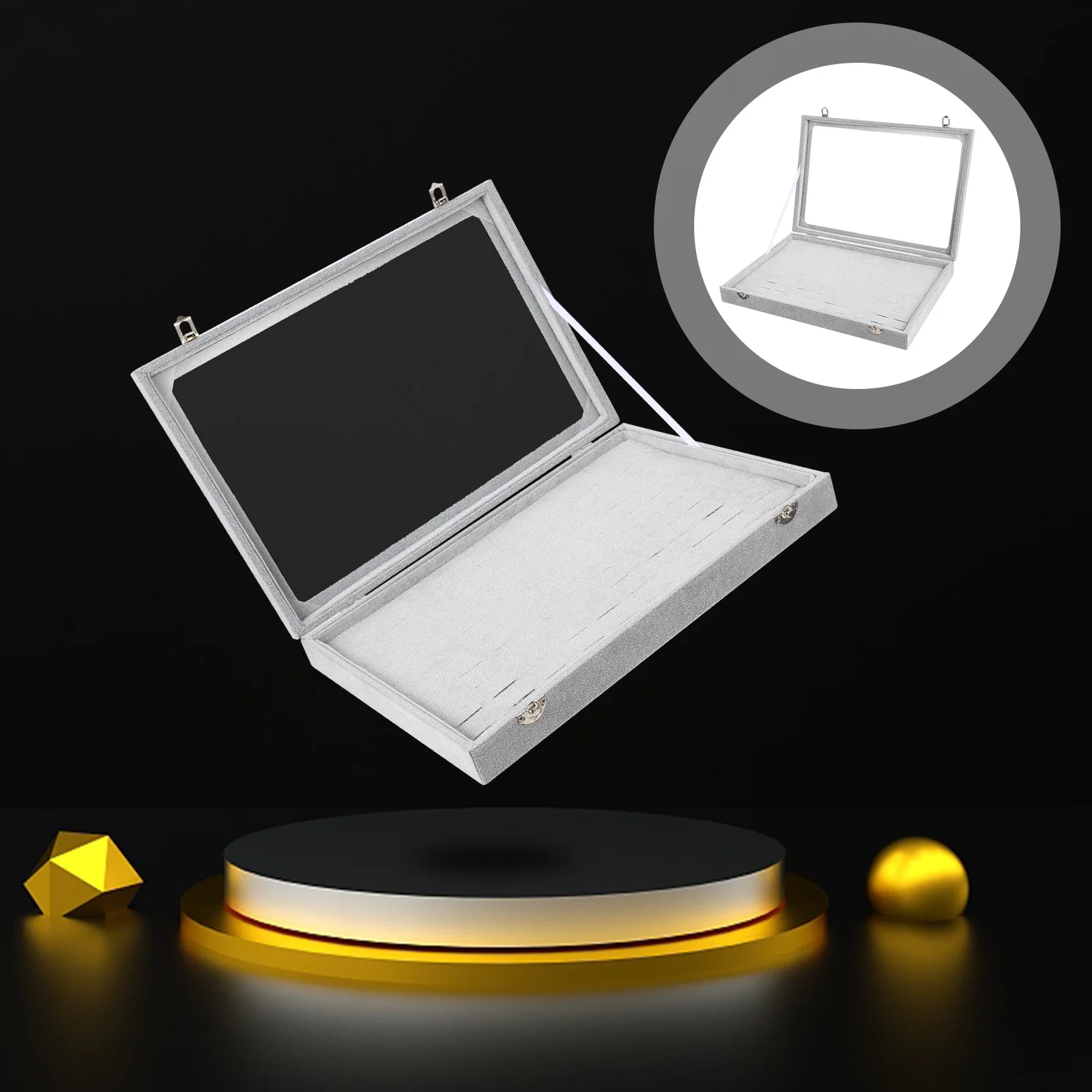 

100 Slots Ring Organizer Box Transparent Lid Jewelry Organizer Display Tray Ring Holder Showcase 100-Slot Jewelry Tray