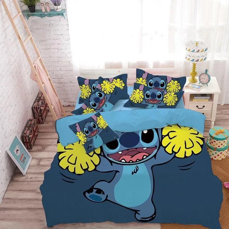 Disney Lilo & Stitch Kawaii Animation Printed Children's Soft, Skin-friendly and Comfortable Home Four-piece Bedding Set