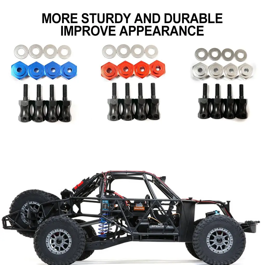 4 szt. Aluminiowe mocowania kół 1/10 z gniazdem sześciokątnym do LOSI Baja Rey 4WD RC, części zamienne do samochodów RC, akcesoria, kolor czerwony