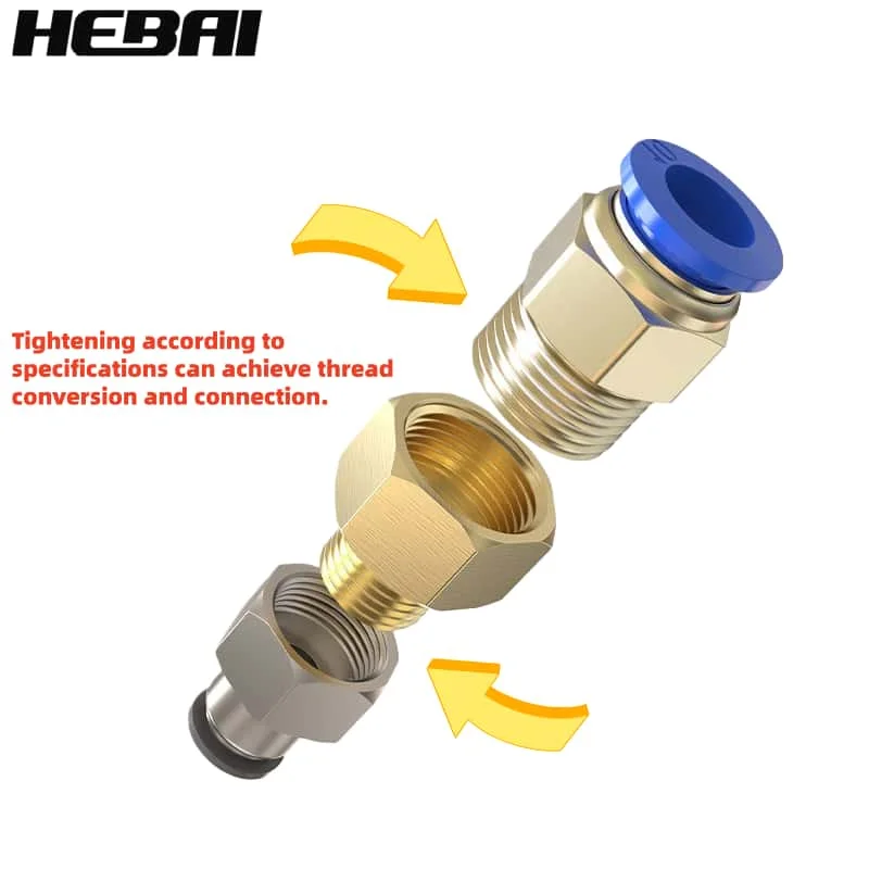 HEBAI Brass Connector 1/8 To 1 Inch Male To Female Thread Brass Pipe Connectors Brass Coupler Adapter Threaded Fitting