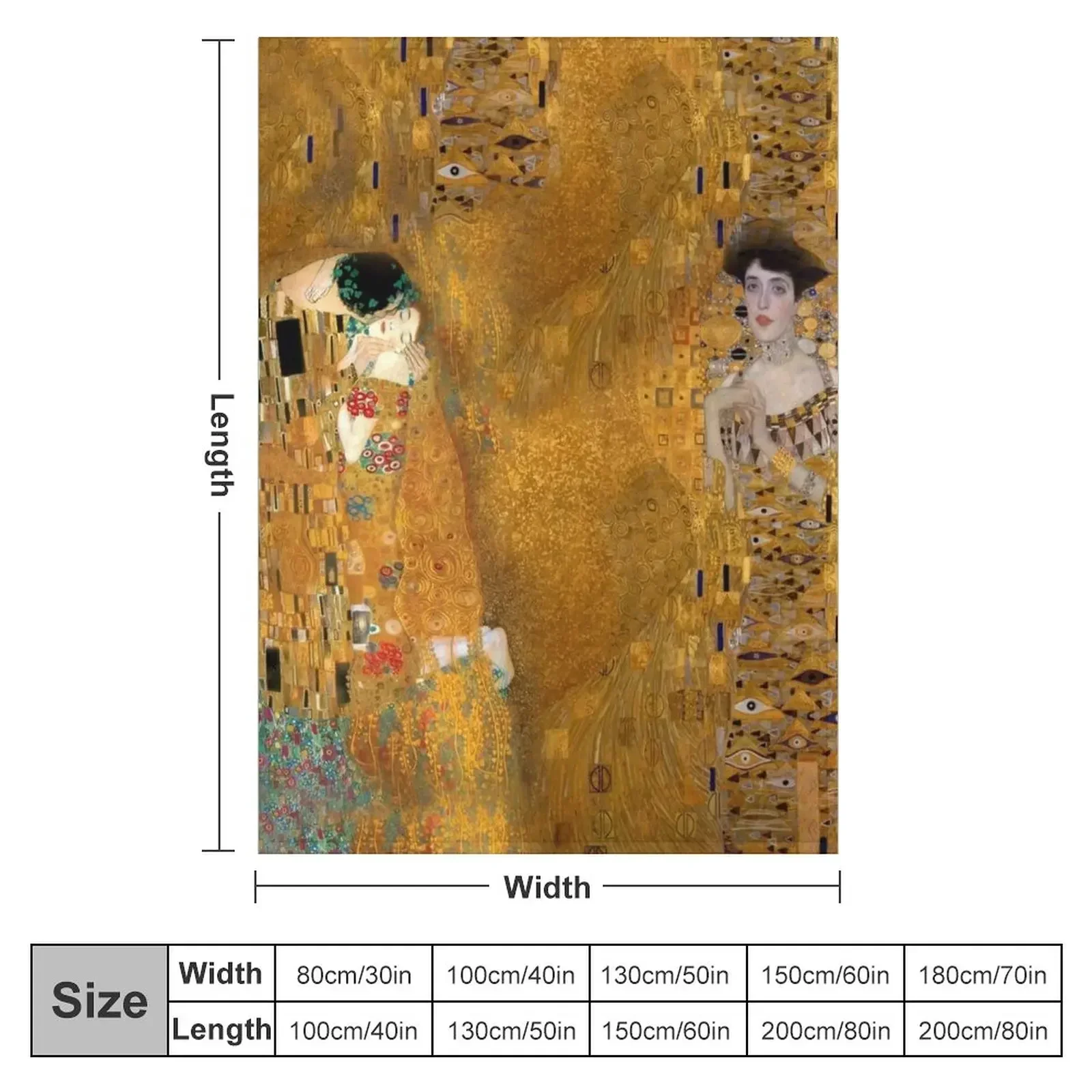 Klimt -Woman in Gold - The Kiss Throw Blanket wednesday Retros Blankets