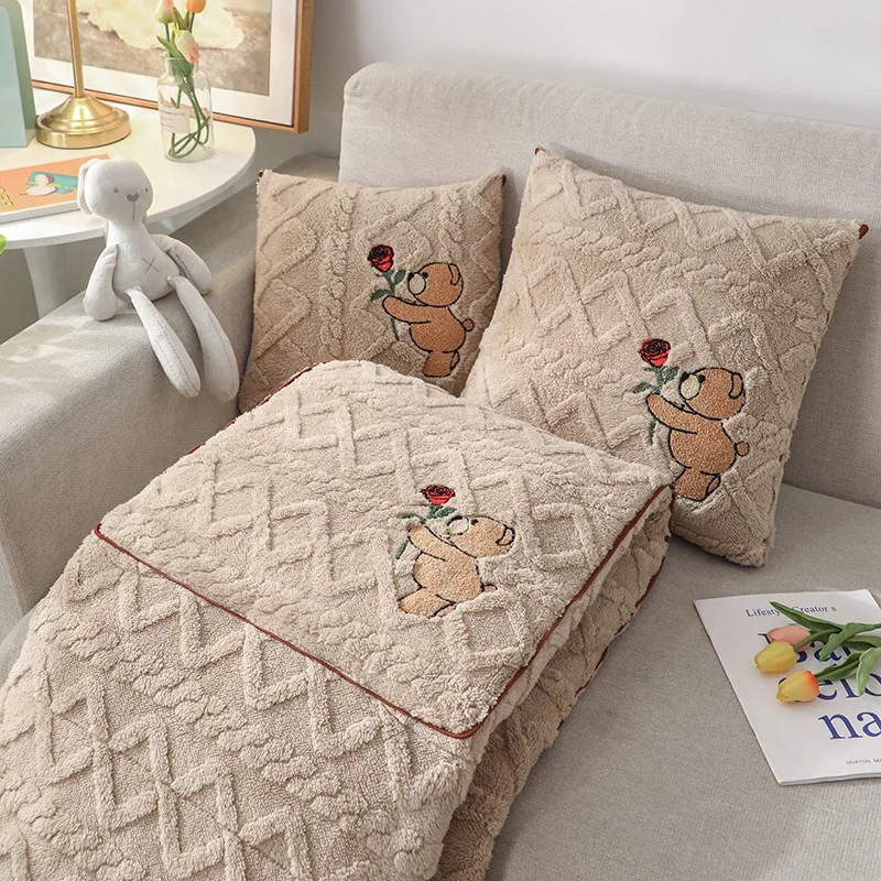 

2-in-1 Plush Coral Fleece Pillow Blanket & Car Cushion, Convertible Sofa Throw for Office/Dorm, Thick Dual-Use Comforter Home