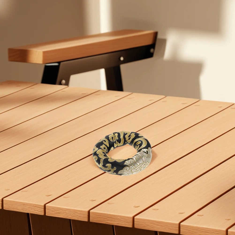 手作り刺繍サウンドボウルクッション 10cm 丸型 ブロケードアートシルク枕 ヨガ瞑想用 ディスプレイ楽器アクセサリー