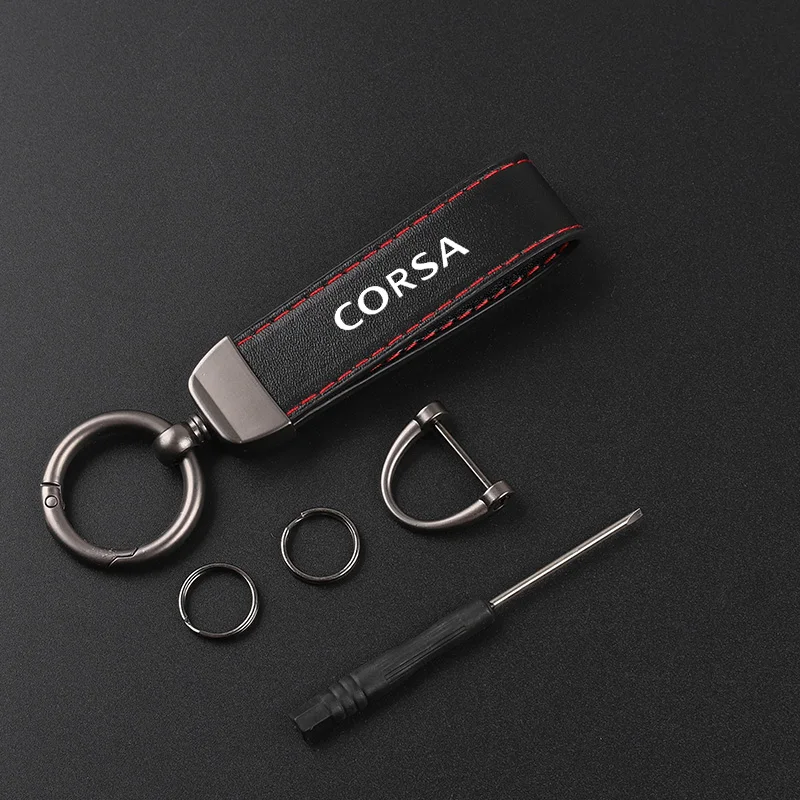 Deluxe Leather Keychain with Car Badge Keychain Pendant For opel CORSA